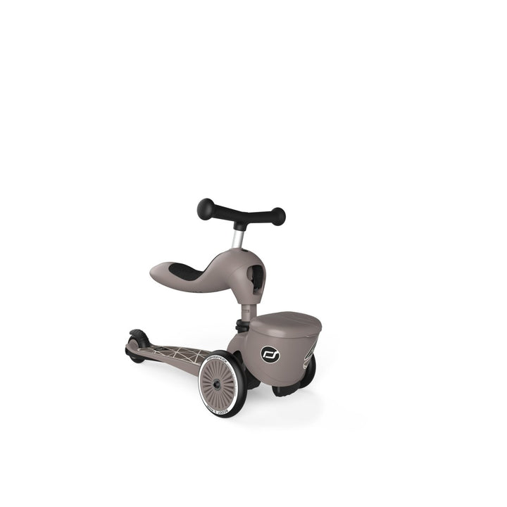 Grå 3-i-1 barnebilsykkel med scooterfunksjon, perfekt for små barn 1-3 år