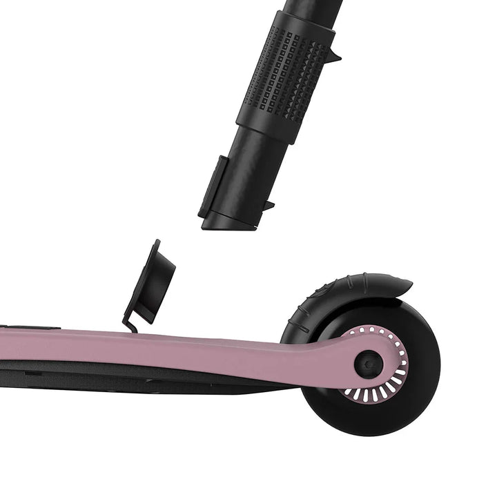 Rosa og svart sparkesykkel for barn med stabil hjul og ergonomisk håndtak