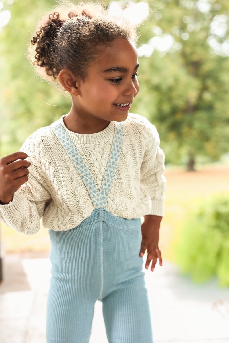 Silly Silas® | Classic leggings med seler – Misty Blue Patterned | Torgunns Barneklær AS