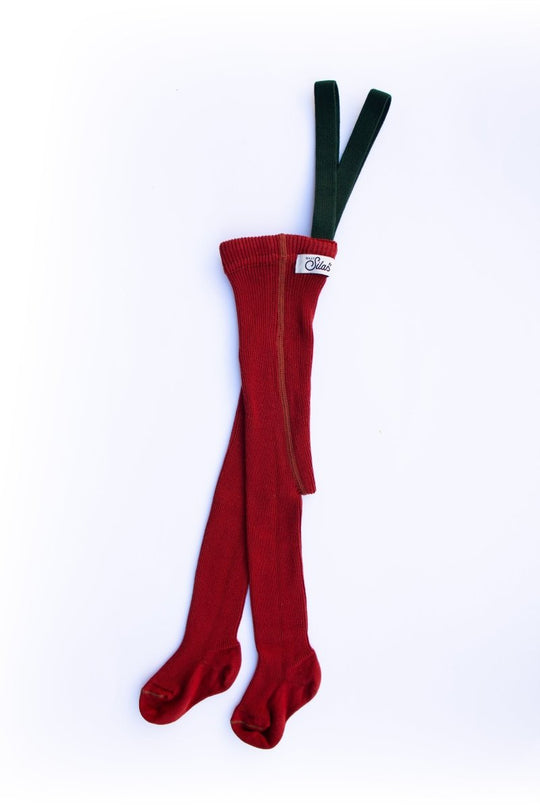 Silly Silas | Maple Leaf × Dark Forest Green Strømpebukse/Leggings | Torgunns Barneklær AS