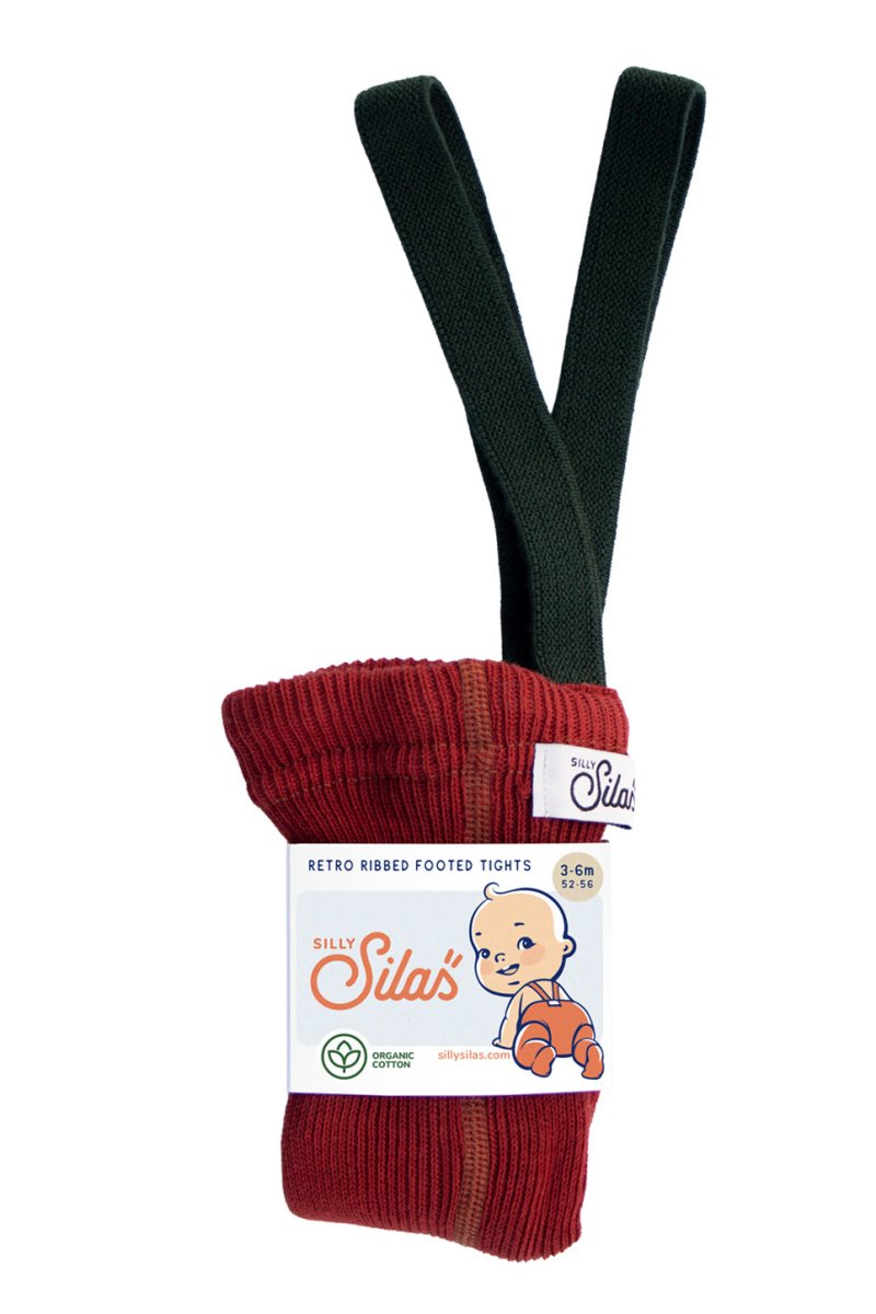 Silly Silas | Maple Leaf × Dark Forest Green Strømpebukse/Leggings | Torgunns Barneklær AS