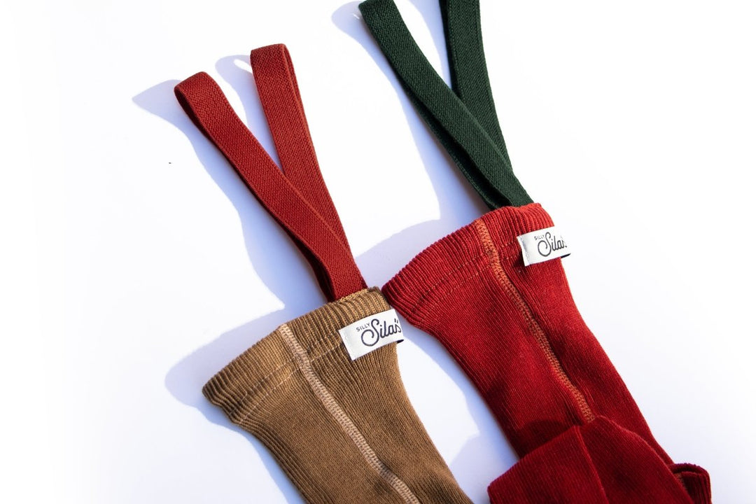 Silly Silas | Maple Leaf × Dark Forest Green Strømpebukse/Leggings | Torgunns Barneklær AS