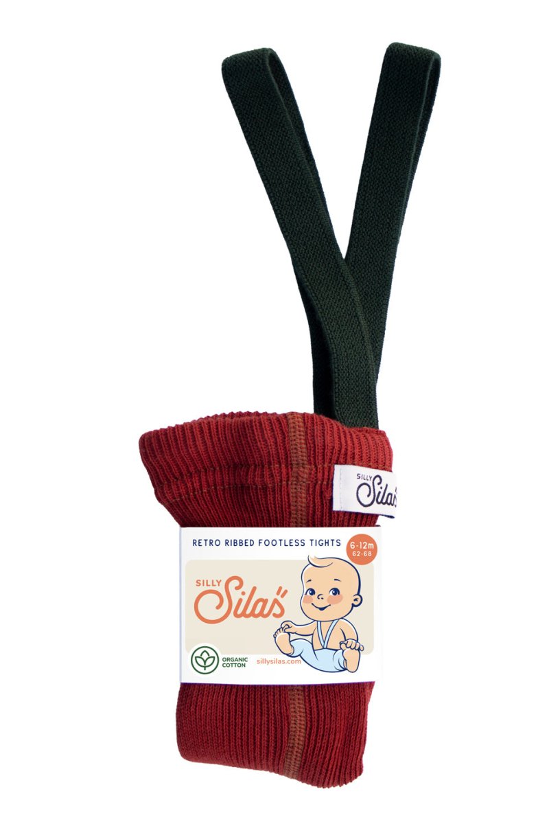 Silly Silas | Maple Leaf × Dark Forest Green Strømpebukse/Leggings | Torgunns Barneklær AS