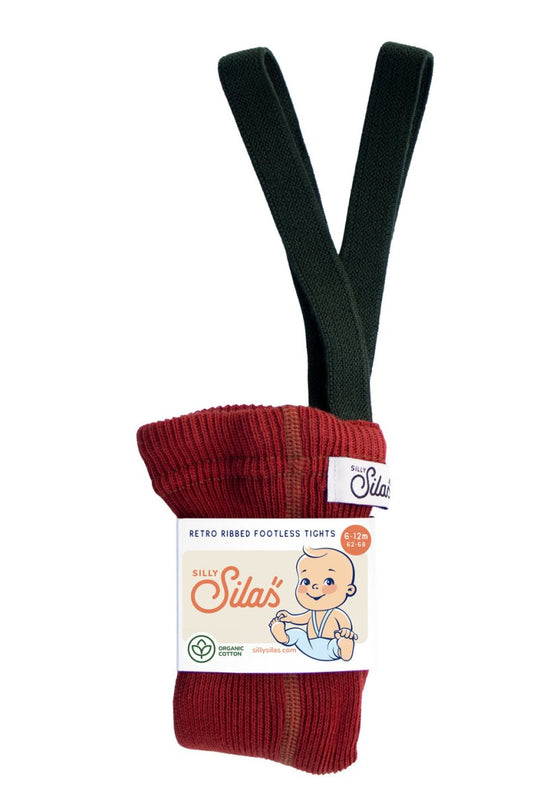 Silly Silas | Maple Leaf × Dark Forest Green Strømpebukse/Leggings | Torgunns Barneklær AS