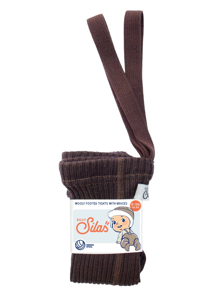 Silly Silas® | Wooly strømpebukse med seler – Espresso Brown | Torgunns Barneklær AS