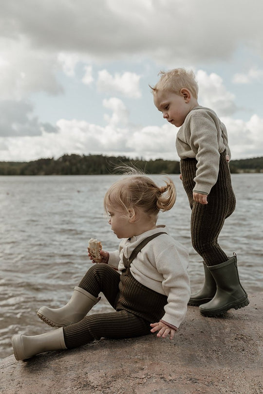 SillySilas® | Granny Teddy Leggings m/seler - Seaweed Brown | Torgunns Barneklær AS