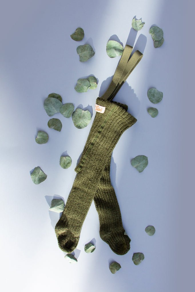 SillySilas® | Granny Teddy Strømpebukse m/seler - Olive | Torgunns Barneklær AS