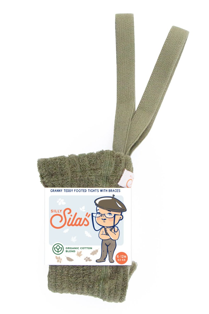 SillySilas® | Granny Teddy Strømpebukse m/seler - Olive | Torgunns Barneklær AS