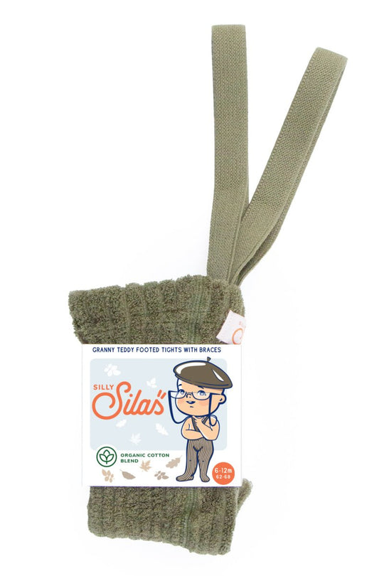 SillySilas® | Granny Teddy Strømpebukse m/seler - Olive | Torgunns Barneklær AS