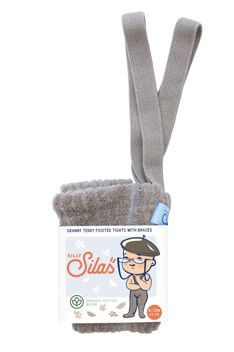 SillySilas® | Granny Teddy Strømpebukse m/seler - Oyster Grey | Torgunns Barneklær AS