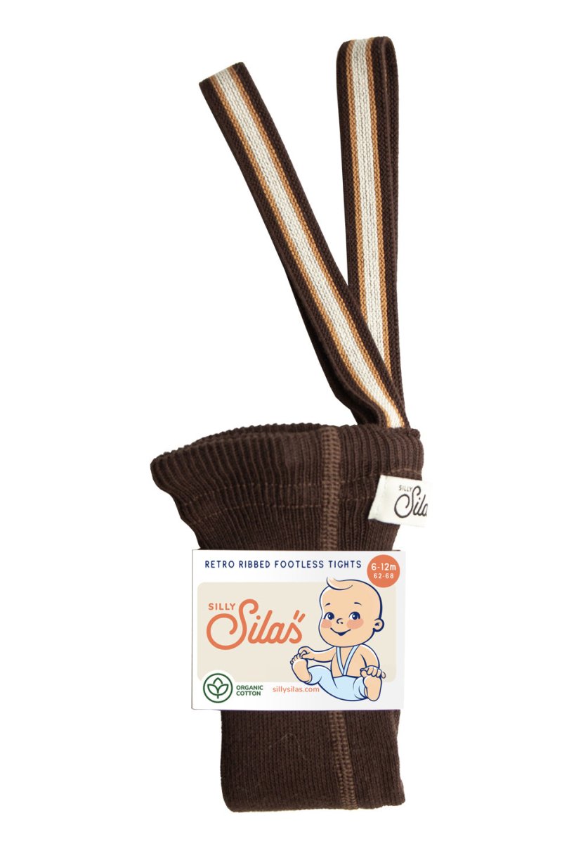 SillySilas® | Leggings m/Seler - Chocolate Brown Striped | Torgunns Barneklær AS
