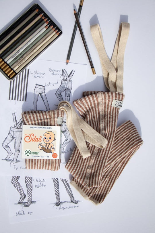 SillySilas® | Special Leggings m/seler - Granola x Cream Striped | Torgunns Barneklær AS