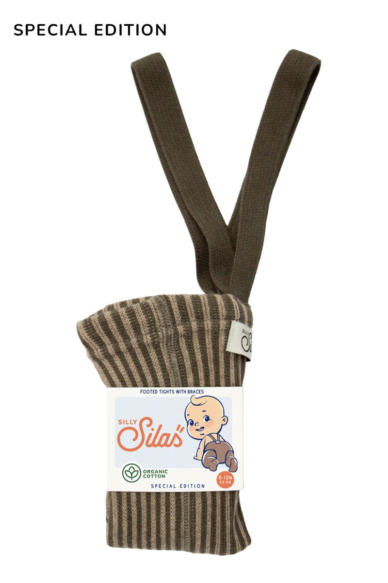 SillySilas® | Special Strømpebukse m/seler - Seaweed Brown x Peanut Striped | Torgunns Barneklær AS