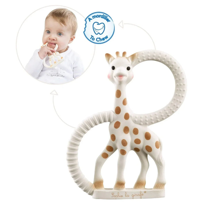 Sophie la girafe mordiller for spedbarn, myk gummiknagg med giraffdesign