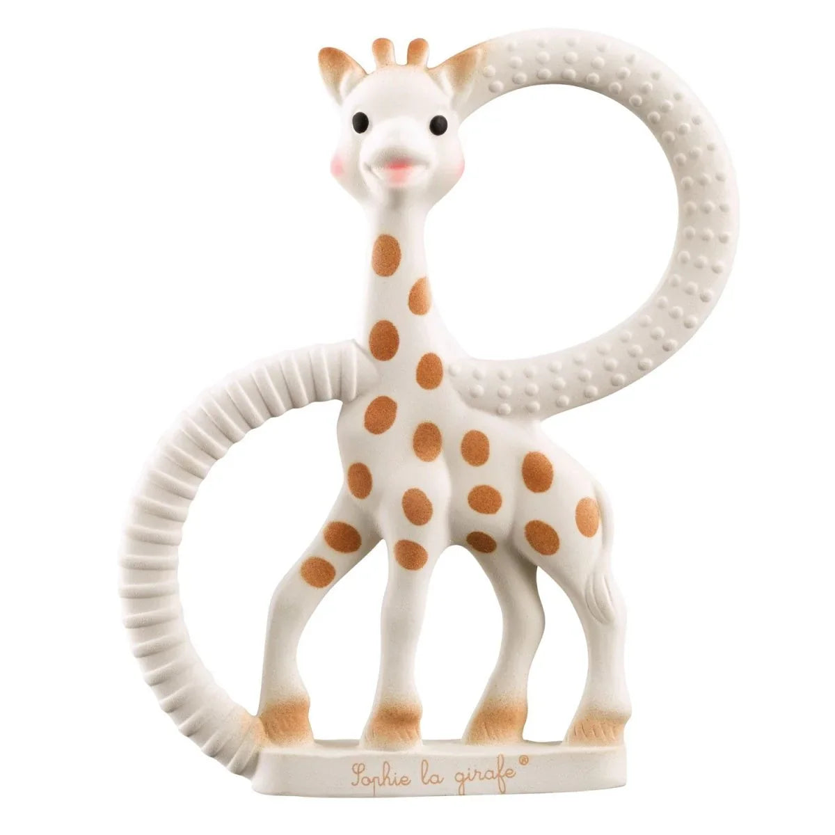 Sophie la girafe tekketøy for spedbarn, myk gummigiraff med prikker og teksturert hals