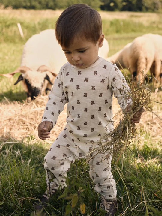 Lil' Atelier Baby WOOL NALU LS SLIM SUIT - Turtledove Melange | Teddybear - Torgunns Barneklær AS