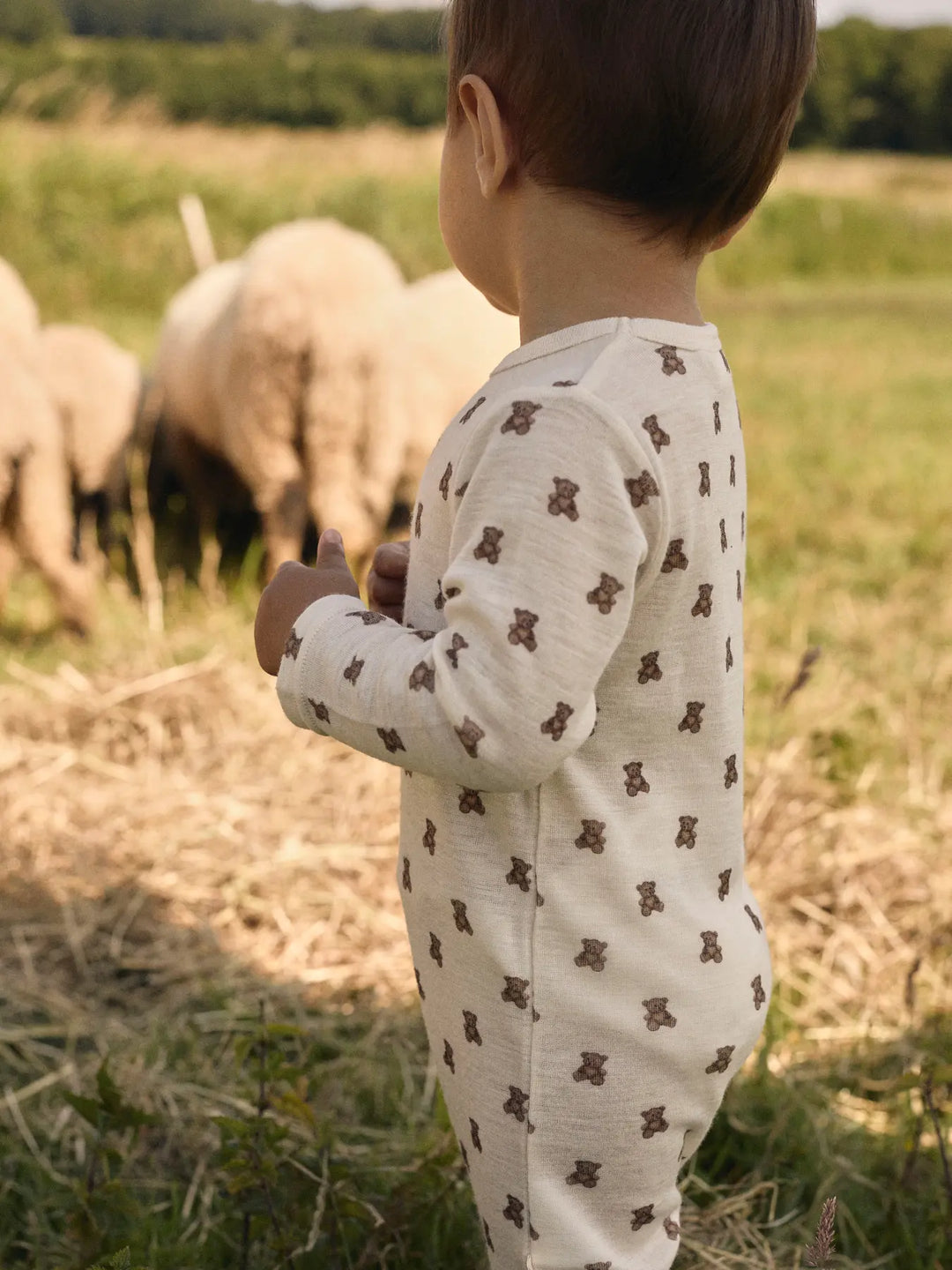 Lil' Atelier Baby WOOL NALU LS SLIM SUIT - Turtledove Melange | Teddybear - Torgunns Barneklær AS