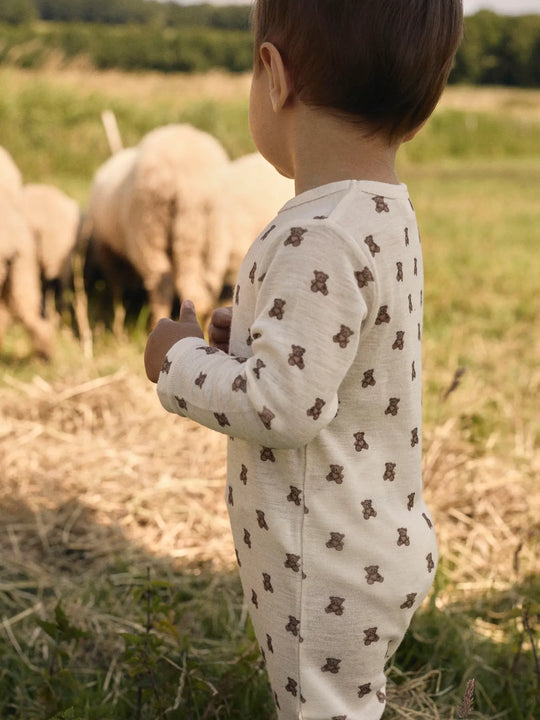 Lil' Atelier Baby WOOL NALU LS SLIM SUIT - Turtledove Melange | Teddybear - Torgunns Barneklær AS