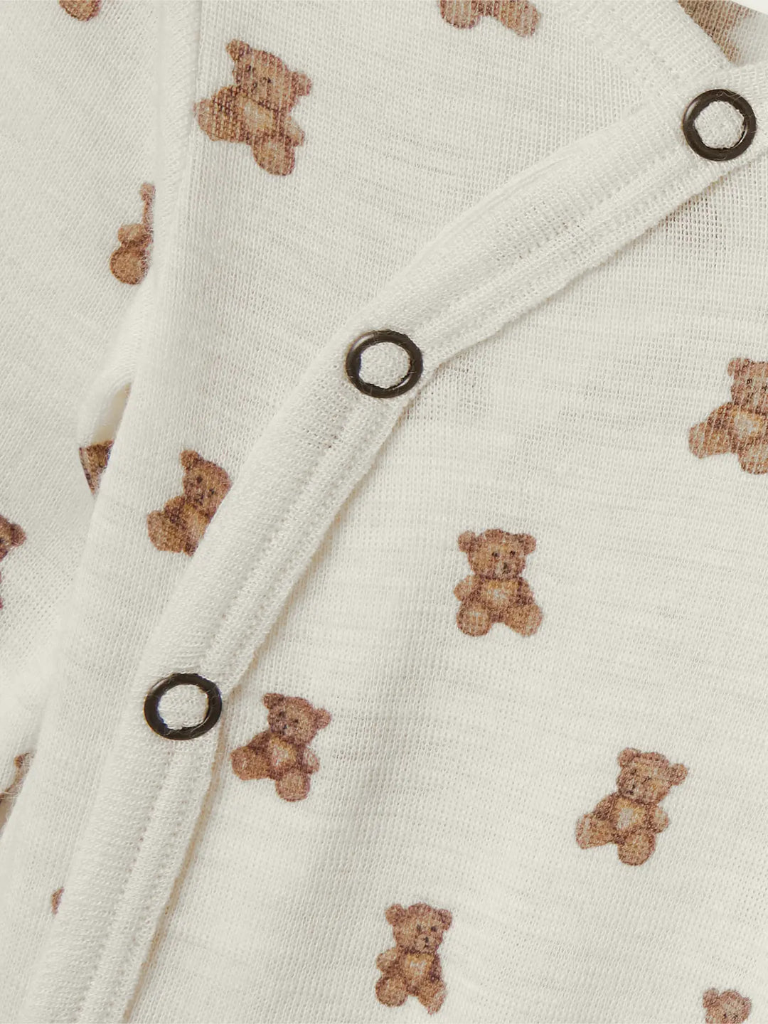 Lil' Atelier Baby WOOL NALU LS SLIM WRAP BODY - Turtledove Melange | Teddybear - Torgunns Barneklær AS