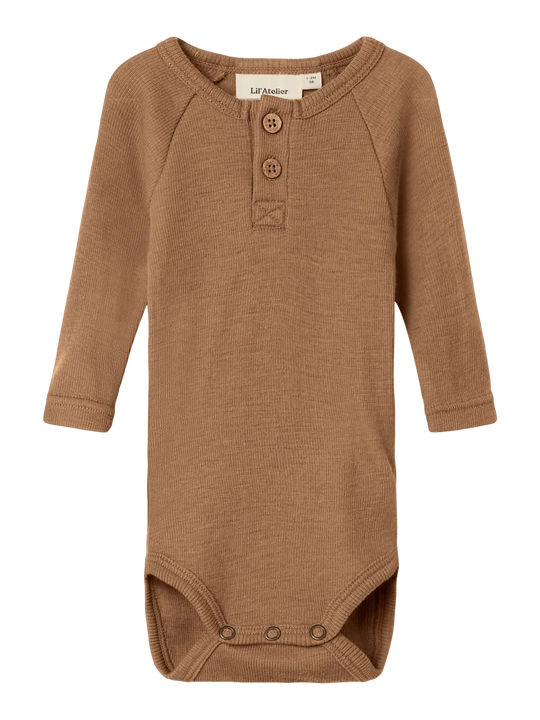 Lil' Atelier Baby NOEL NEB LS SLIM WOOL BODY - Tigers Eye - Torgunns Barneklær AS