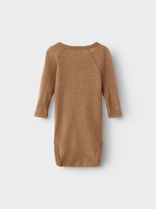Lil' Atelier Baby NOEL NEB LS SLIM WOOL BODY - Tigers Eye - Torgunns Barneklær AS