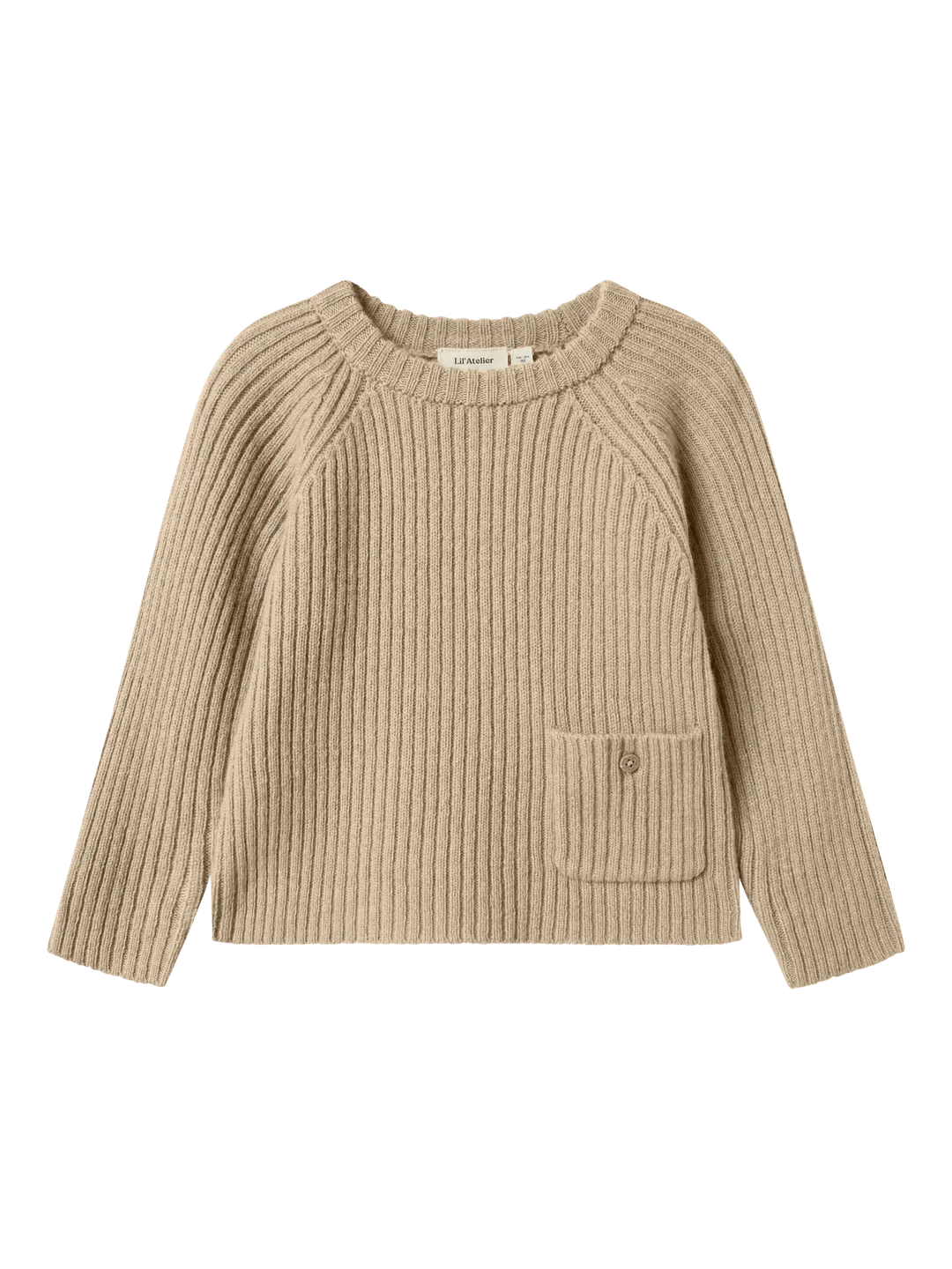 Lil' Atelier Mini WOOL NALIO LS KNIT - Safari MELANGE - Torgunns Barneklær AS