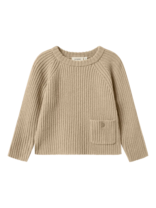 Lil' Atelier Mini WOOL NALIO LS KNIT - Safari MELANGE - Torgunns Barneklær AS