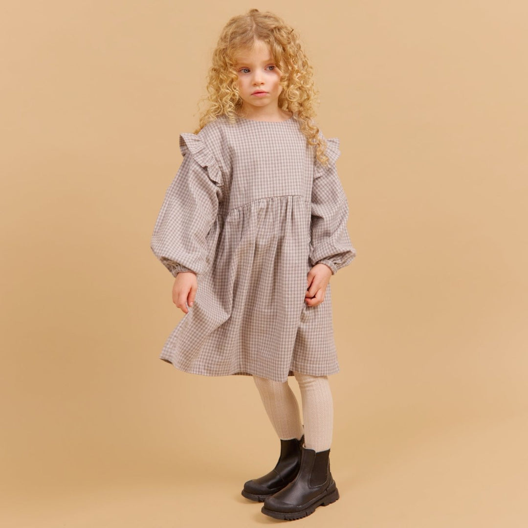 Wheat | Dress Gro - Greybrown Check | Torgunns Barneklær AS