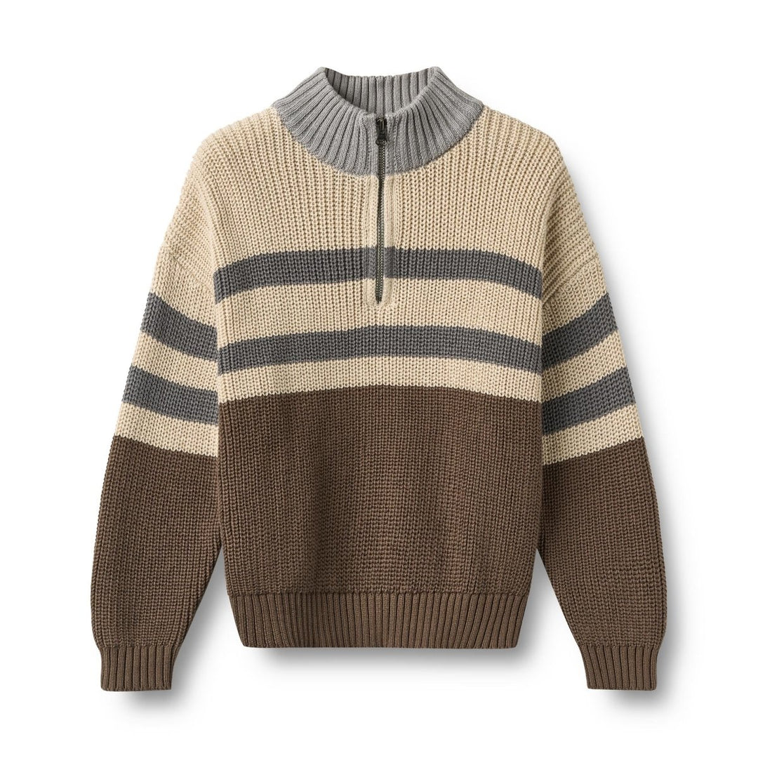 Wheat | Half zip Jumper L/S Simo - Dry Wood | Torgunns Barneklær AS