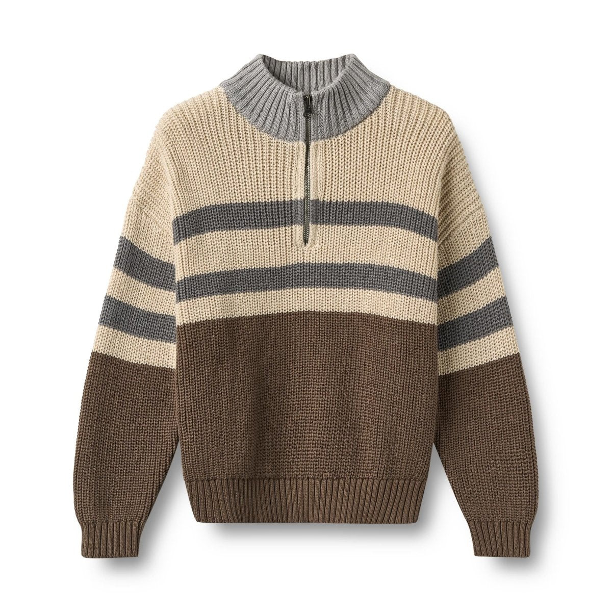 Wheat | Half zip Jumper L/S Simo - Dry Wood | Torgunns Barneklær AS