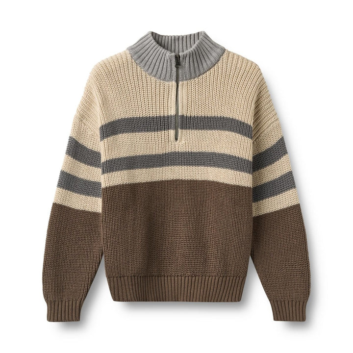 Wheat | Half zip Jumper L/S Simo - Dry Wood | Torgunns Barneklær AS