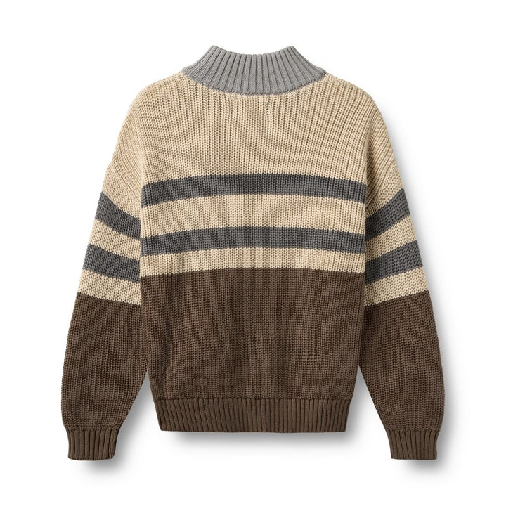 Wheat | Half zip Jumper L/S Simo - Dry Wood | Torgunns Barneklær AS