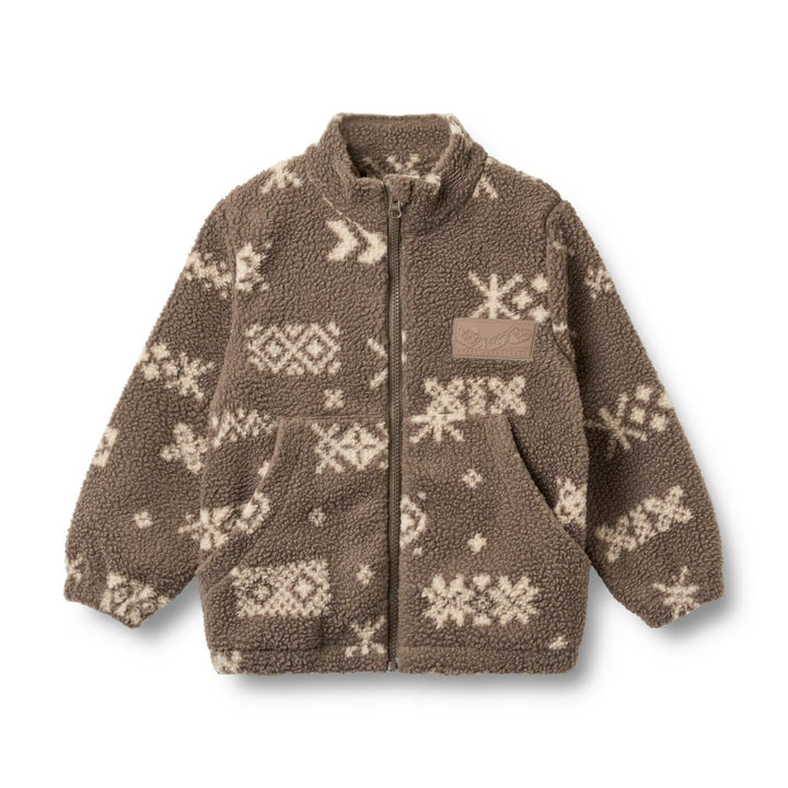 Wheat | Helge Fleecejakke - Dry Wood Jacquard | Torgunns Barneklær AS
