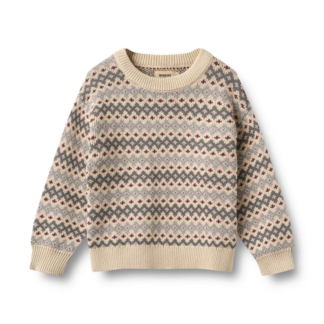 Wheat | Jacquard Pullover Harlow - Flint | Torgunns Barneklær AS