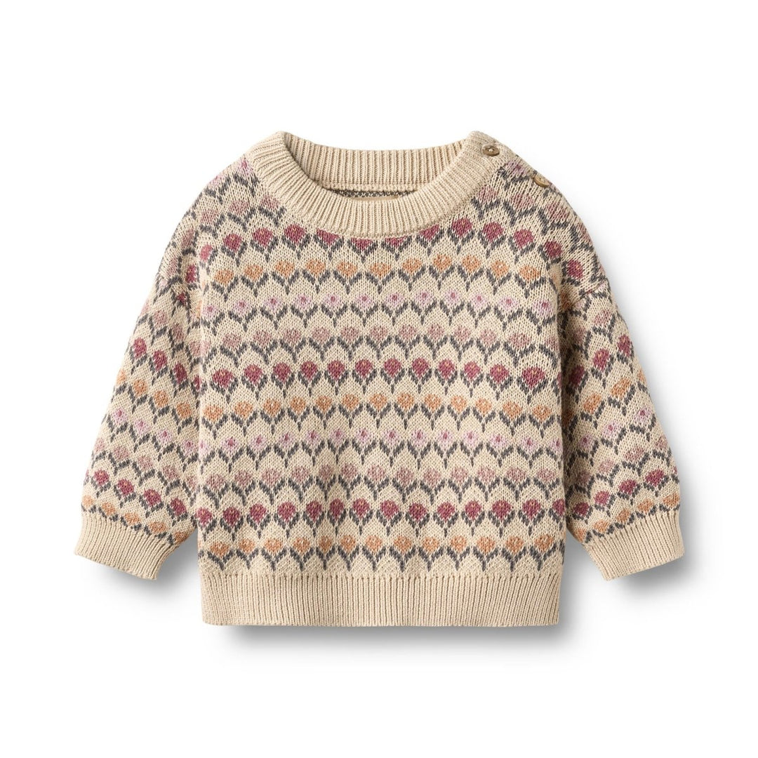 Wheat | Jacquard Pullover Harlow - Offwhite | Torgunns Barneklær AS