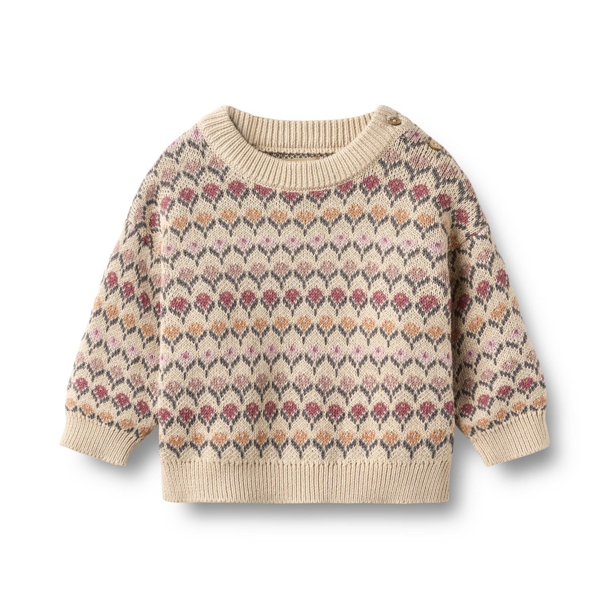 Wheat | Jacquard Pullover Harlow - Offwhite | Torgunns Barneklær AS