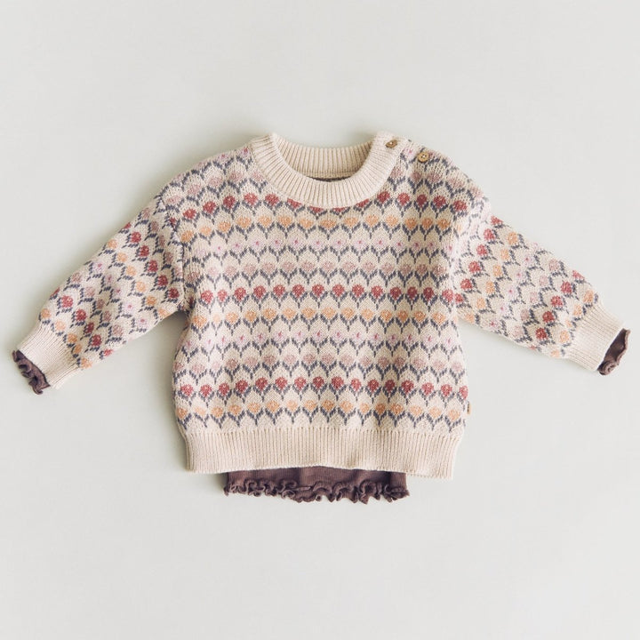Wheat | Jacquard Pullover Harlow - Offwhite | Torgunns Barneklær AS