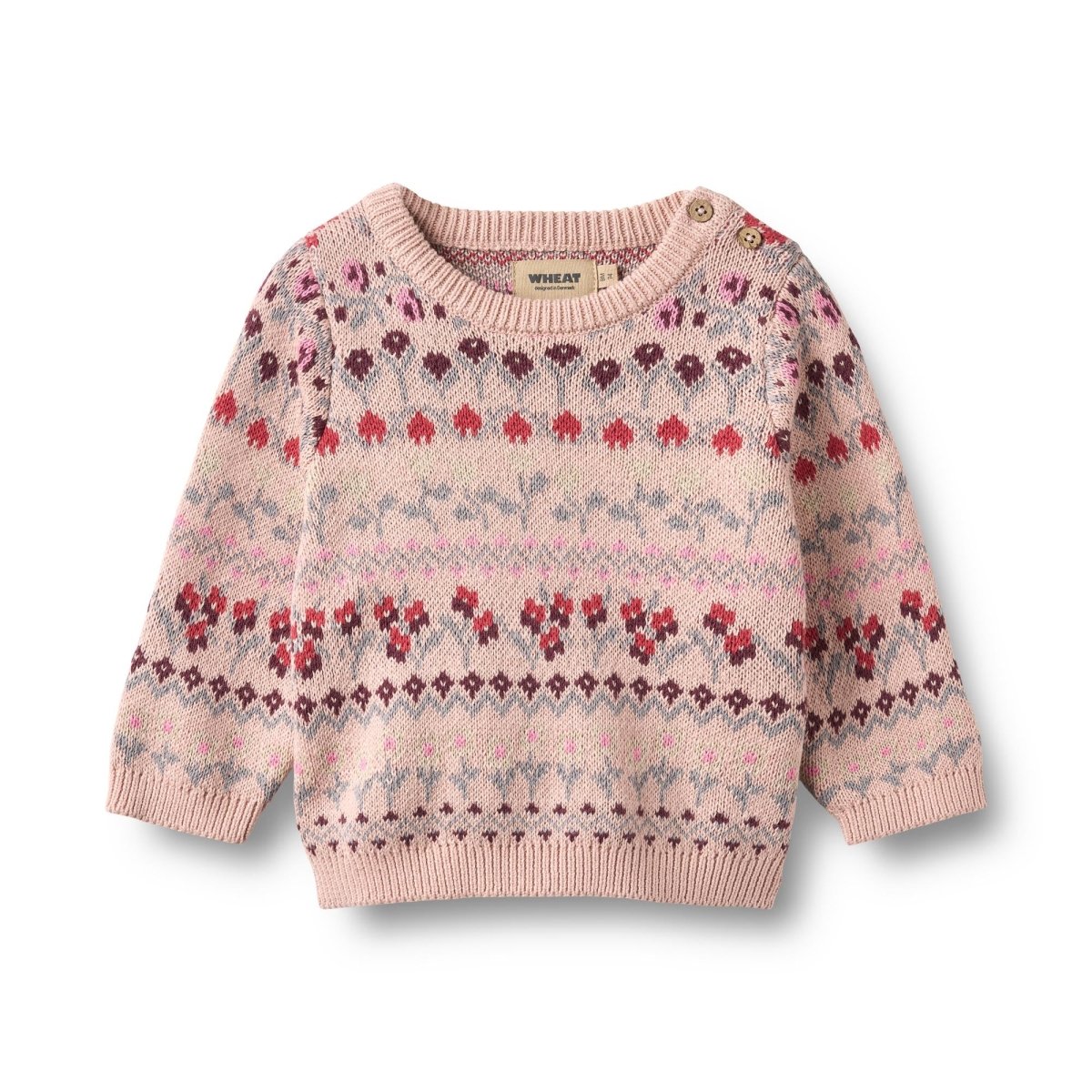 Wheat | Jacquard Pullover Mikmak – Dim Rose | Torgunns Barneklær AS