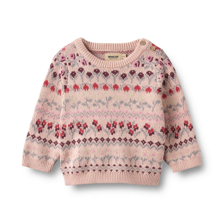 Wheat | Jacquard Pullover Mikmak – Dim Rose | Torgunns Barneklær AS