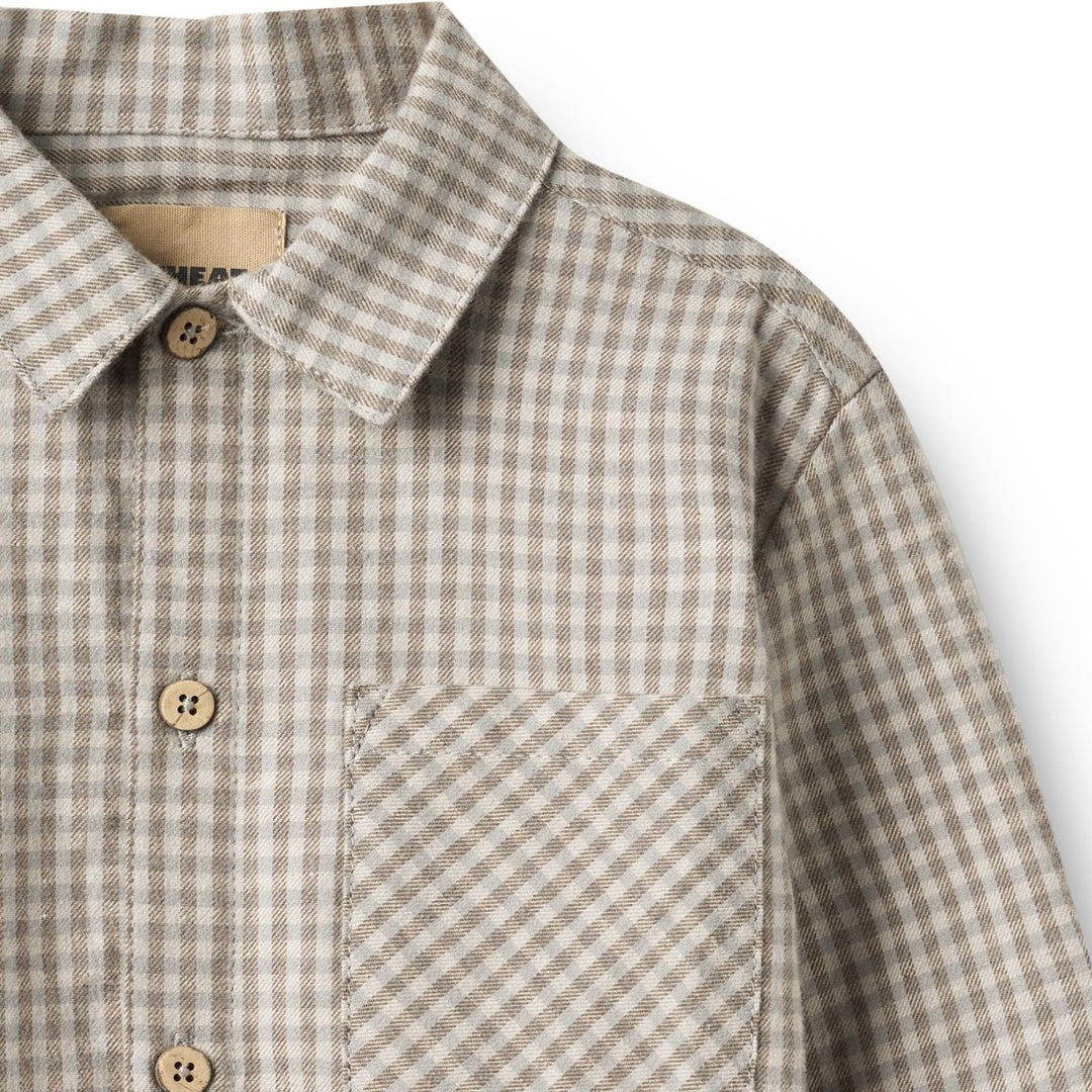Wheat Main Shirt L/S Oscar - Greybrown Check | Torgunns Barneklær AS