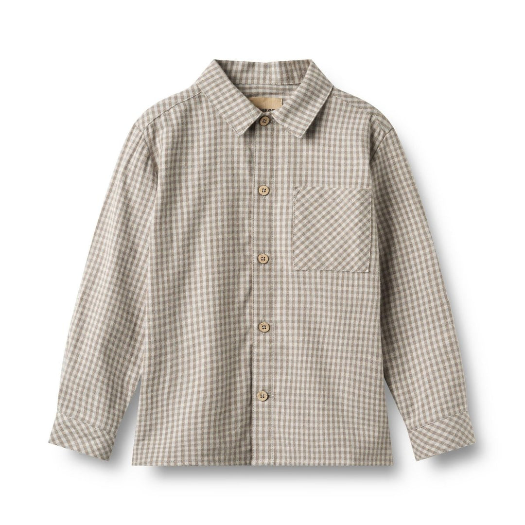 Wheat Main Shirt L/S Oscar - Greybrown Check | Torgunns Barneklær AS