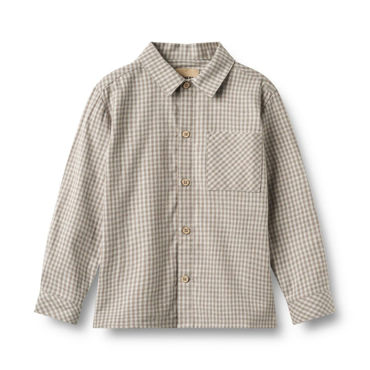 Wheat Main Shirt L/S Oscar - Greybrown Check | Torgunns Barneklær AS