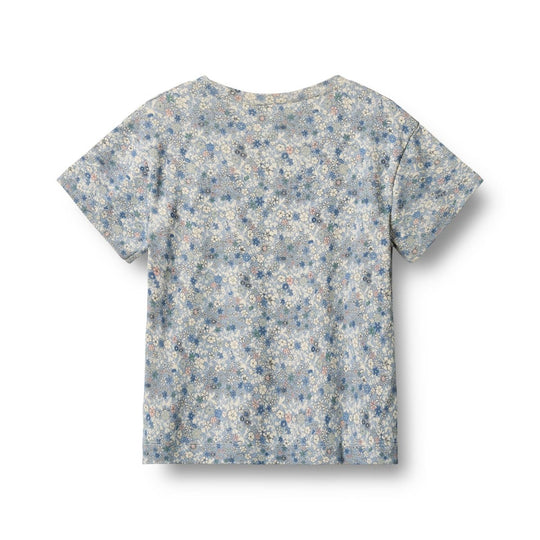 Wheat Main T-Shirt S/S Ella - Blue summer flowers | Torgunns Barneklær AS