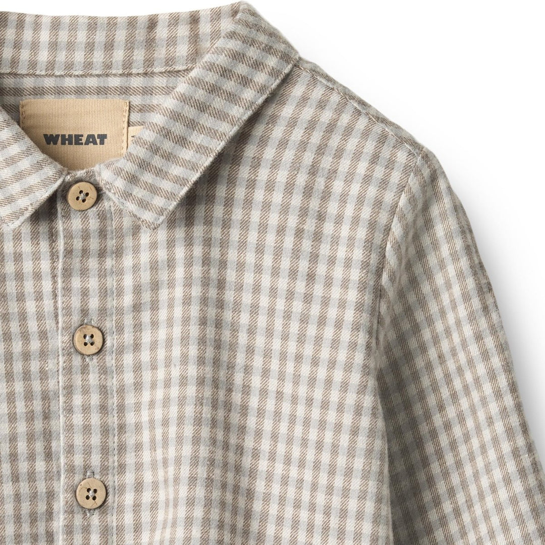 Wheat | Shirt L/S Oscar - Greybrown Check | Torgunns Barneklær AS