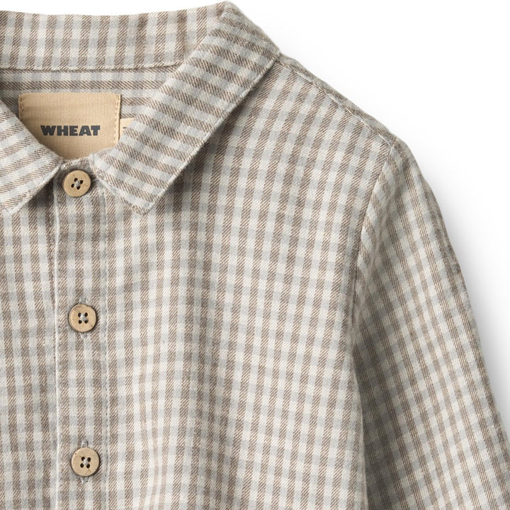 Wheat | Shirt L/S Oscar - Greybrown Check | Torgunns Barneklær AS