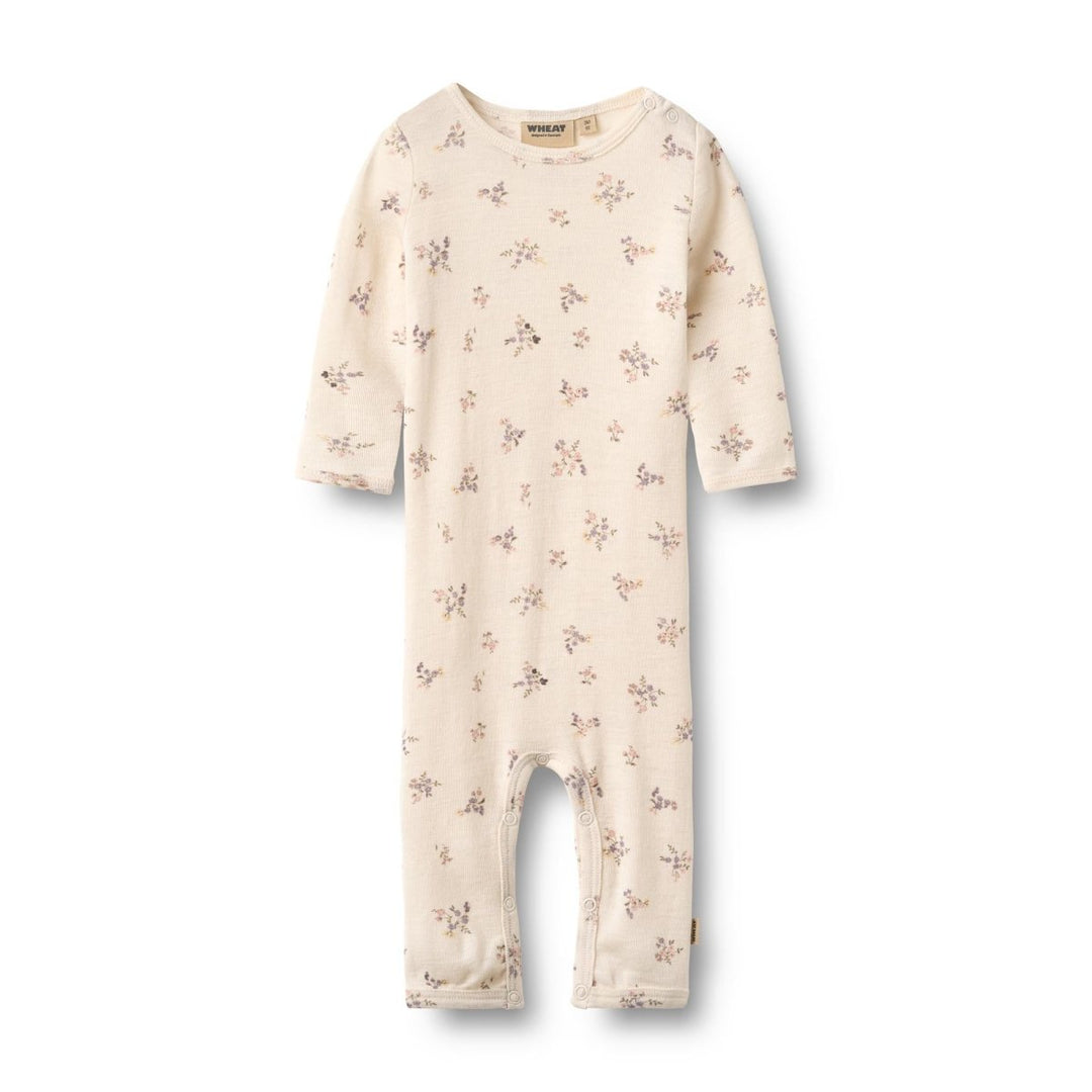 Wheat | Ull Jumpsuit Haven - Eggshell Flowers | Torgunns Barneklær AS