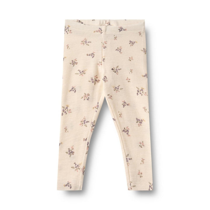 Wheat | Ull Leggings Agi - Eggshell Flowers | Torgunns Barneklær AS