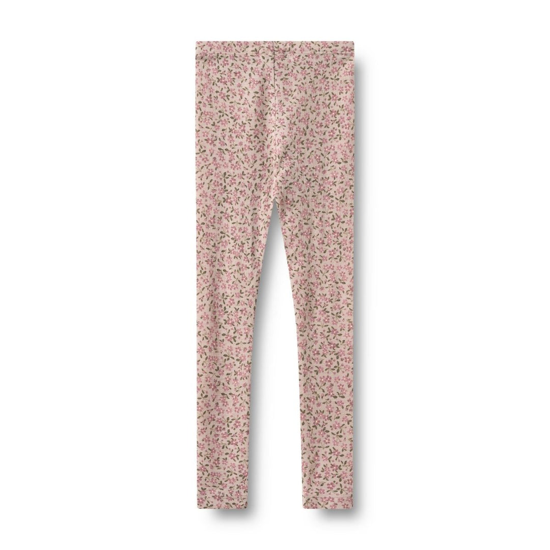Wheat | Ull Leggings Agi - Pale Lilac Flowers | Torgunns Barneklær AS