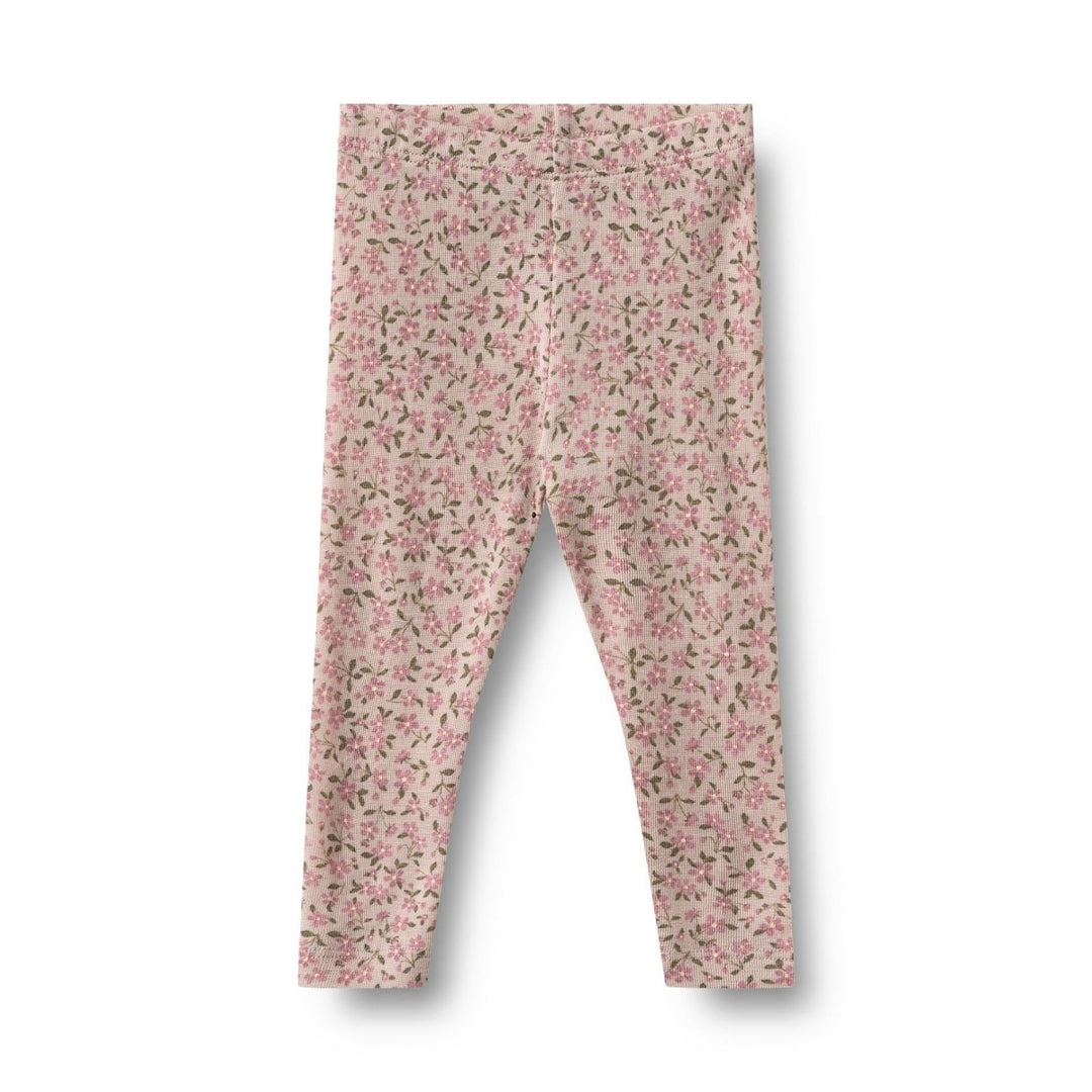 Wheat | Ull Leggings Agi - Pale Lilac Flowers | Torgunns Barneklær AS