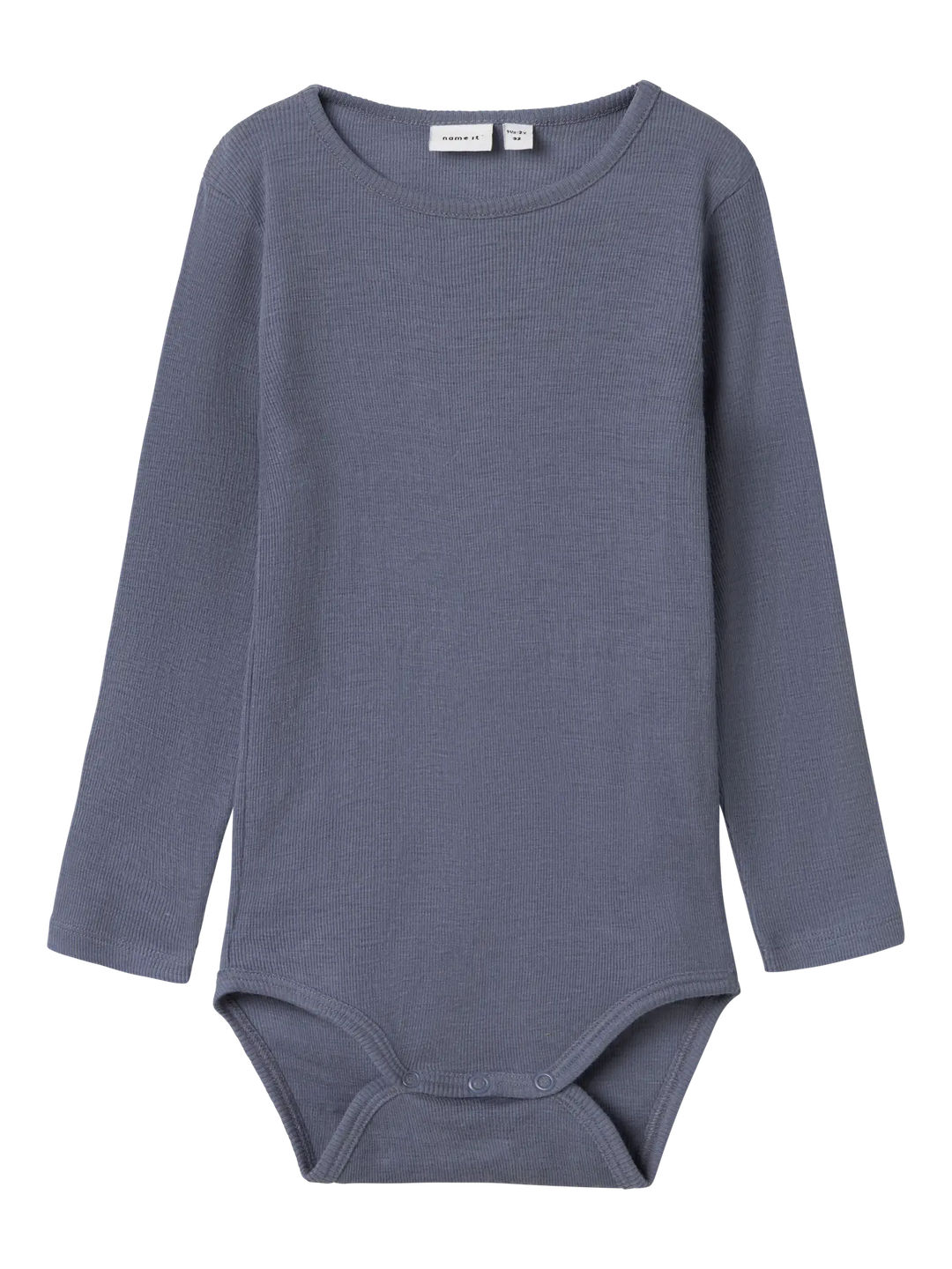 name it mini ULL/SILKE WOSSA RIB LS BODY - Folkstone Gray - Torgunns Barneklær AS